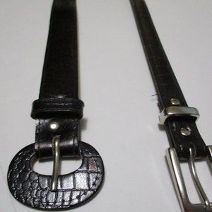 Women's 2 Black Textured Belts Size S/M 27-31#1112